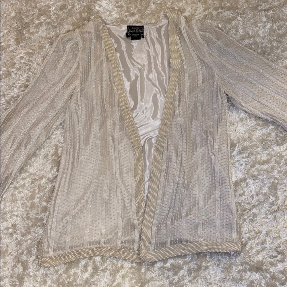 Pearl beaded silk jacket
